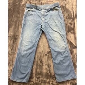 Wrangler Jeans Mens 42x30 Blue Light Wash Straight Leg Vintage Made in USA